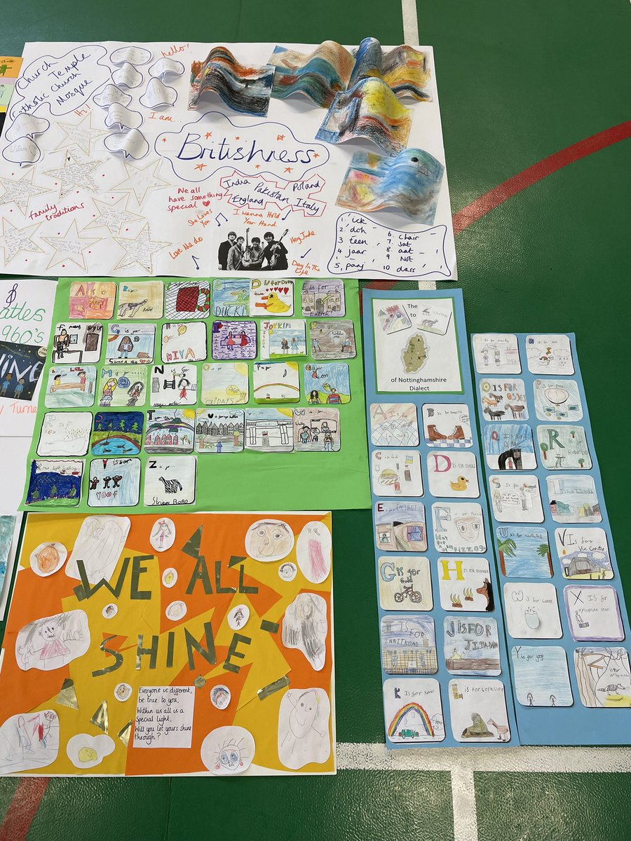 MsKeliris's tweet photo. Cultural week has been so successful 🥰 I am so proud of all the children @HillocksPrimary …look what they created. The whole school assembly ooozed togetherness and showcased acceptance,  British culture and kindness! Melted my heart #together #RElead #edutwitter #moodboard https://t.co/iuzeySVw4t