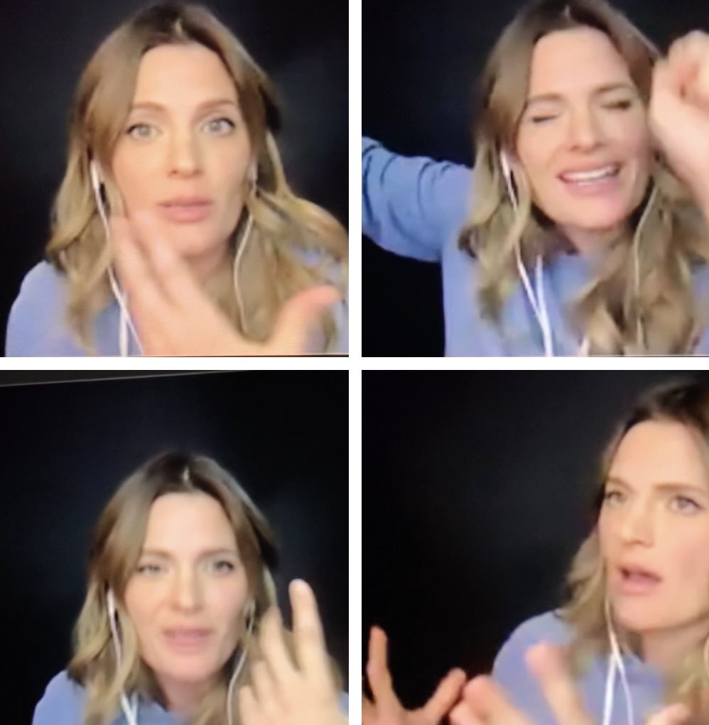 linda_ann_isham's tweet photo. Girls Voices #StanaKatic #KeynoteSpeaker #TalkingWithHands ! Stana was so expressive here and I loved watching her. https://t.co/B6dBZxCs3O