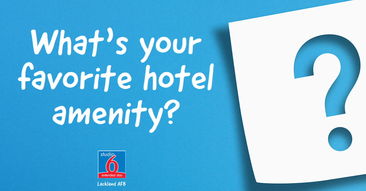 Studio6Lackland's tweet photo. Here's a quick Q for U - What do you look forward to at your hotel? Is it the free WiFi? TV? Outdoor lounge and pool areas? Share below!
#SanAntonioHotels #Studio6 #Studio6SanAntonio #Travel #Hotels #hotellife https://t.co/EgAdy5vCDm