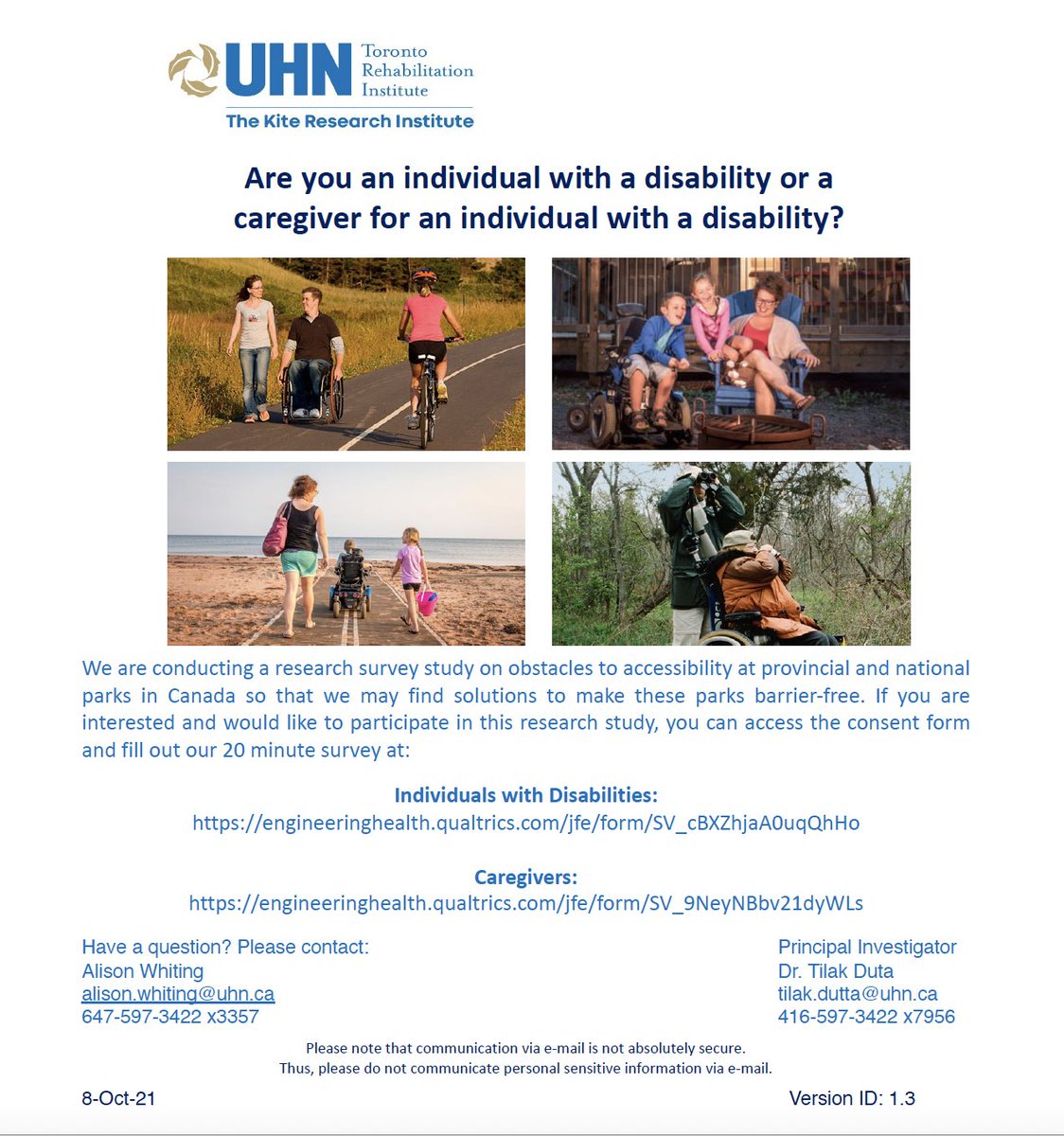 accessparksca's tweet photo. Participants to a Research Study Needed
We are looking for individuals with disabilities and caregivers who have recently been to a national or provincial park to provide feedback about their experiences there. 

Caregivers: 
https://t.co/B5NGxjd79M https://t.co/BQEtTMPqos