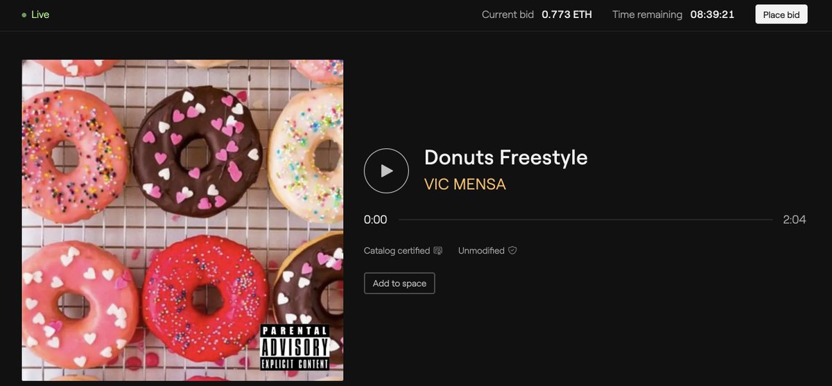 0xChristina's tweet photo. Spotted @VicMensa on @catalogworks 👀 nothing to see here either folks. Bullish music NFTs. https://t.co/5UtohiPGw3