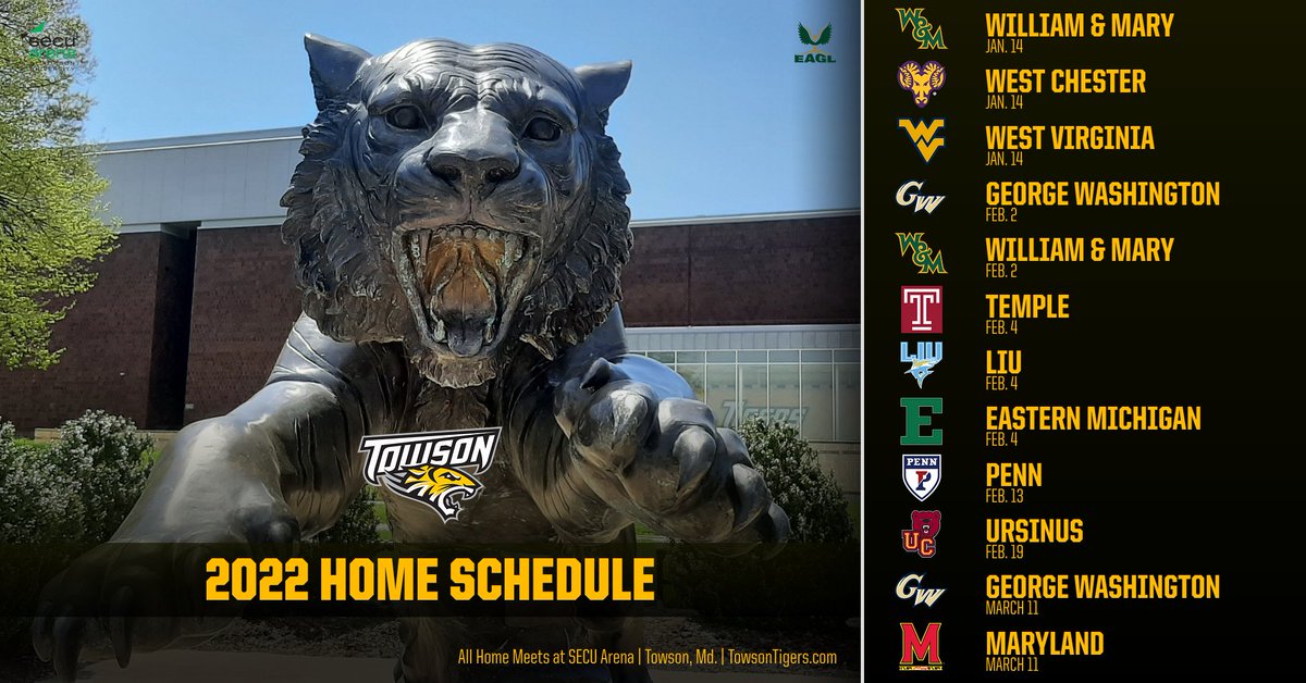 Towson_GYM's tweet photo. The 2022 schedule is HERE!

📰 - https://t.co/kR8yj1PZ6q
📅 - https://t.co/O1BaA3PMyP
🎟️ - https://t.co/2xErLz8w6T

#UnitedWeRoar x #NCAAGYM https://t.co/uDemcfHkPq