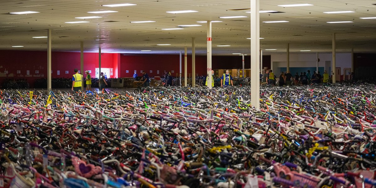 The final count is in! With your help, we were able to collect 7,192 bikes for kids in need during the @FB4KMN collection event last Saturday. Thank you to the volunteers and all who donated! We couldn’t have done it without your support.
#bettertogether #FB4KMN #allinahealth