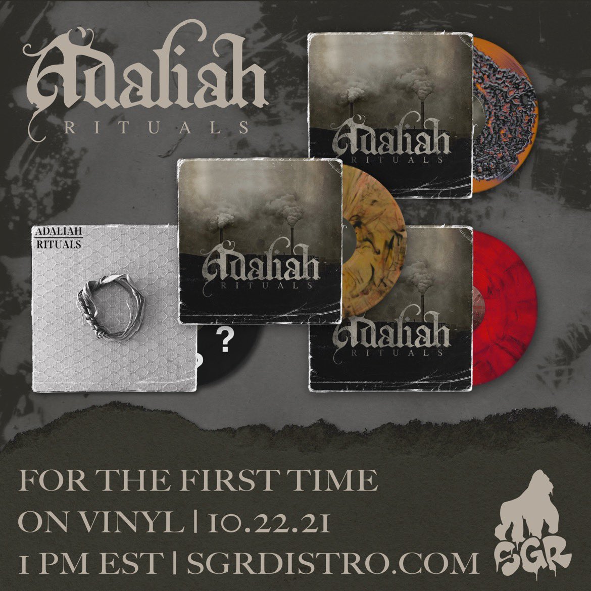 Happy Friday, I’m here to present to you Rituals for the first time ever. We’ve included the self titled 2018 EP on the b side of this record. Also going to reveal a MASSIVE merch spread to celebrate the 10 year of this album and to celebrate Adaliah.