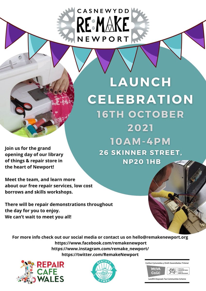 benthyg's tweet photo. 💥Tomorrow💥The official opening of @RemakeNewport. It’s been a long journey building up to a permanent library of things right on the high street. We’re kicking it old school bringing back a culture of repair and reuse your Nan would be proud of with our besties @RepairCafeWales https://t.co/aGShZLrlIv