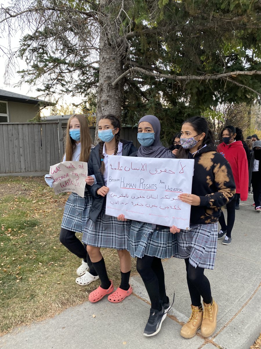 TheAirplaneGuy's tweet photo. Today was a powerful day for the girls of @CalGirlsSchool. 
They walked out in support girls in Afghanistan who cannot go to school. So proud of these kids.
#5MillionAfghanGirls #EducationIsARight #LetAfghanGirlsLearn #DayOfTheGirl @JyotiGondek @CBCCalgary #abed @JanisIrwin https://t.co/fAC1D9WRsW