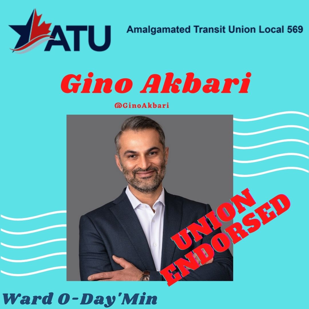 ATU Local 569 is proud to endorse <a href="/GinoAkbari/">SimpleOnLife</a> for Council in Ward O-Day’Min (Oh-DAY-min).

Looking for your ward or where to vote? Check here:  ow.ly/NWgz50GoAXm