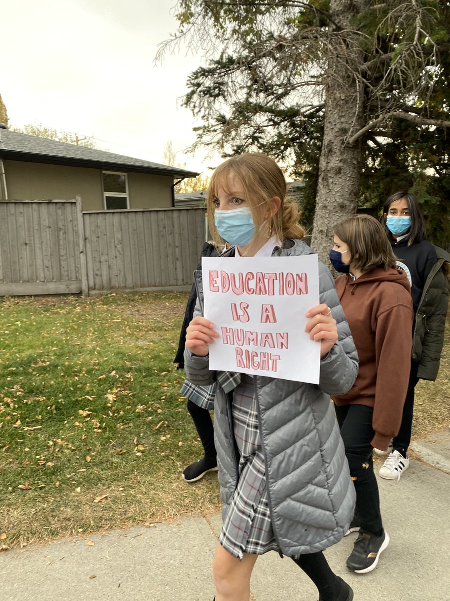 TheAirplaneGuy's tweet photo. Today was a powerful day for the girls of @CalGirlsSchool. 
They walked out in support girls in Afghanistan who cannot go to school. So proud of these kids.
#5MillionAfghanGirls #EducationIsARight #LetAfghanGirlsLearn #DayOfTheGirl @JyotiGondek @CBCCalgary #abed @JanisIrwin https://t.co/fAC1D9WRsW