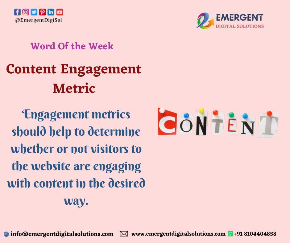 EmergentDigiSol's tweet photo. What is an Engagement Metric in Content Marketing?
#EmergentDigiSol #EmergentDigitalSolutions #DigitalMarketing #DigitalTransformation #content #ContentDesign #contentwriter #ContentMarketing #DigitalAgency #contentcreation #marketingdigital #marketingstrategy https://t.co/myprwLlbV2