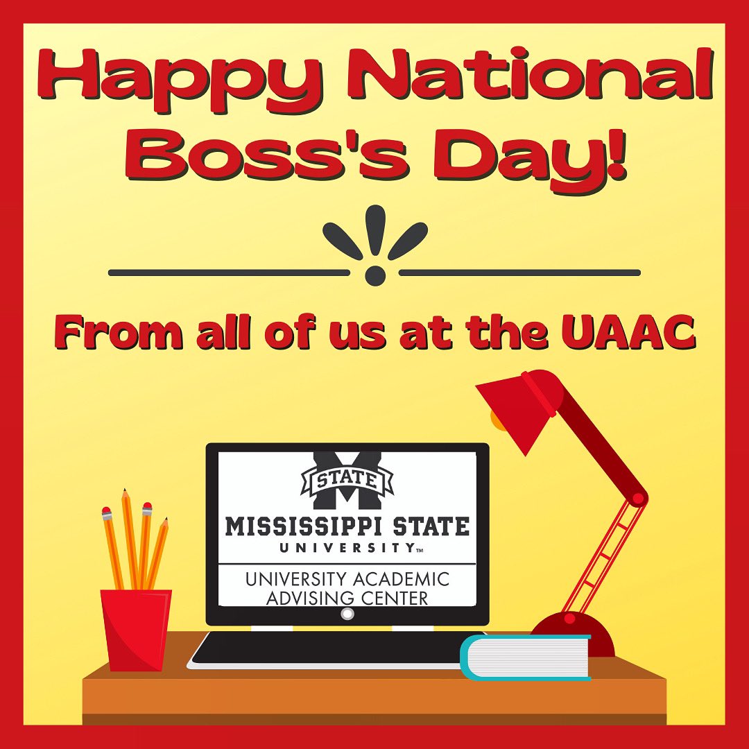 uaacmsu's tweet photo. Wishing all the hard working bosses out there a wonderful day! Keep up the great work and thanks for all that you do! #nationalbossday https://t.co/OKVQtpX52f