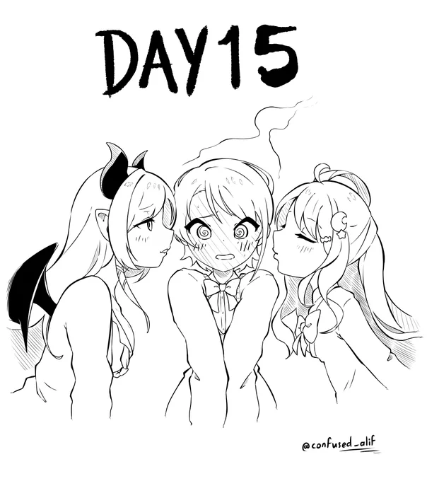 Chuku chuku, cherry cherry BOMB!!
#inktober2021day15 
#プロテインザスバル #ルーナート #しょこらーと 