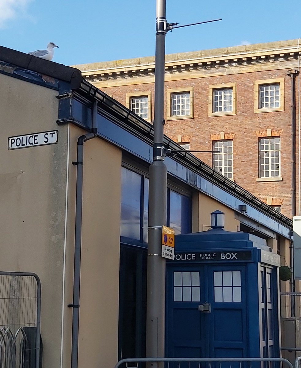 BlackpoolBIDS's tweet photo. Ere, you can't park that there!

Police box by Police Street👮‍♀️, part of this year's #Lightpool Festival Town Centre Light Art Trail.
https://t.co/W7olYZj9Nf
.
.
.
#TownCentre #Blackpool #Festival #Tardis #Alwaysaseagull https://t.co/NQw7dfCbFP