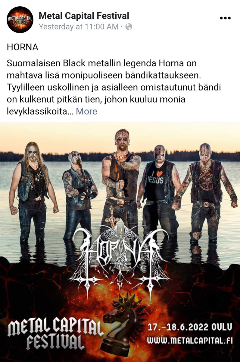 kasvismafioso's tweet photo. Miks tonne #MetalCapital'iinkin piti buukata joku natsibändi?!
#MetalCapitalFestival #Horna #NSBM #FCKNZS #Finland #Oulu https://t.co/ICMVchJkZC