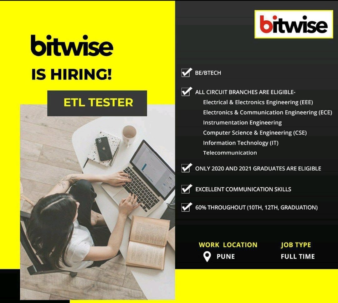 jobsin32's tweet image. #etltesting #etltester #etltestingonlinetraining #etltestingconcepts #etltestingtraining #etltestingcourse #etlteam #testing #testingjobs #softwaretesting #softwaretester #softwaretestingtraining #punejobopening #punejobseekers #punecity #pune #punejob