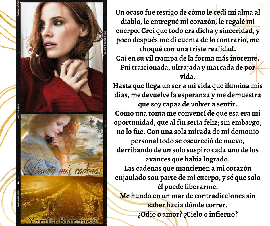 Una novela intensa, atrapante, perfecta para disfrutar y entretenerse.
.
.
.
.
Léela ahora en:
#AmazonKindle
acortar.link/DesataMisCaden…
#KindleUnlimited
Directo con la autora: t.me/YamilaBianqueri