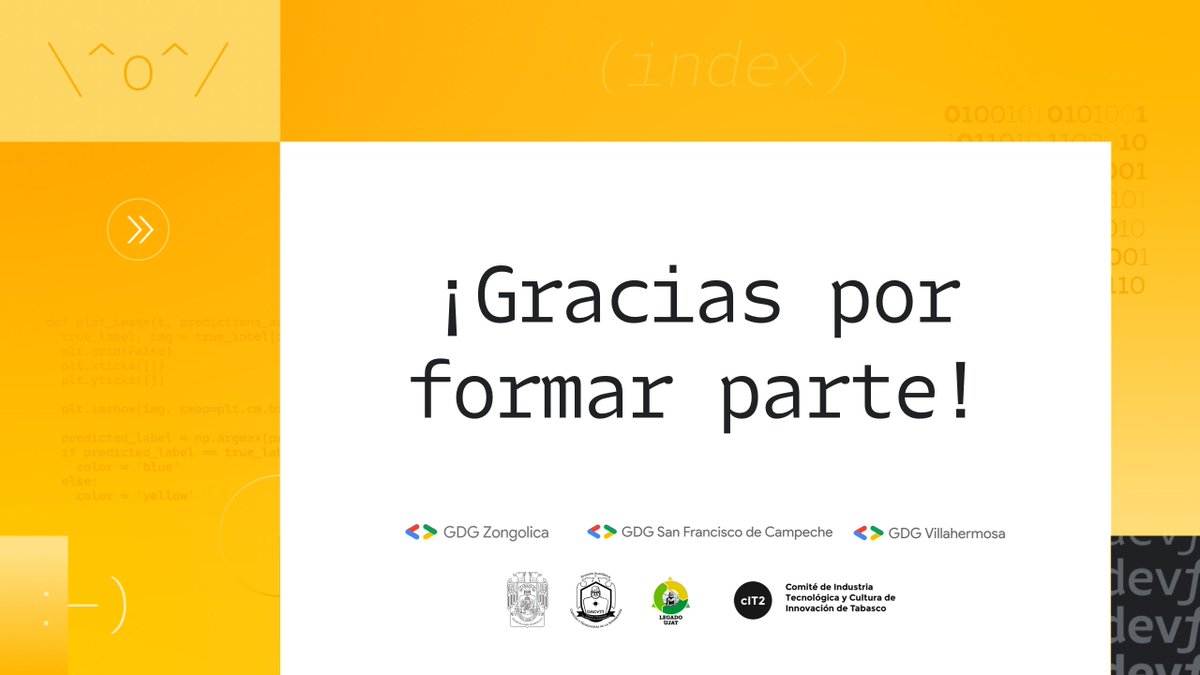 #DevfestGolfoMX ¡Gracias por formar parte! 

Aquí te dejamos los enlaces de las transmisiones:

Día 1   👉🏽 youtube.com/watch?v=BGA3GQ…

Día 2  👉🏽 youtube.com/watch?v=9GH5Ru…

Día 3  👉🏽 youtube.com/watch?v=PyLNJz…

El aprendizaje sigue. ¡Entérate de todas nuestras actividades siguiéndonos!📢