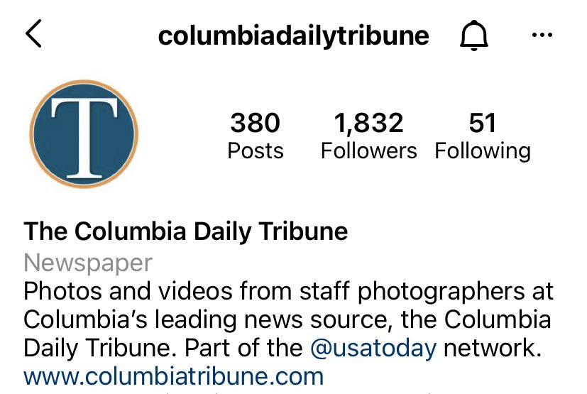 🚨🚨🚨 ICYMI: the Columbia Daily Tribune is back on Instagram!!! 

If you want to keep up with the work that the Tribune photojournalists are doing or want to keep up with Mizzou sports &amp; local happenings, give it a follow. 😎 

instagram.com/columbiadailyt…