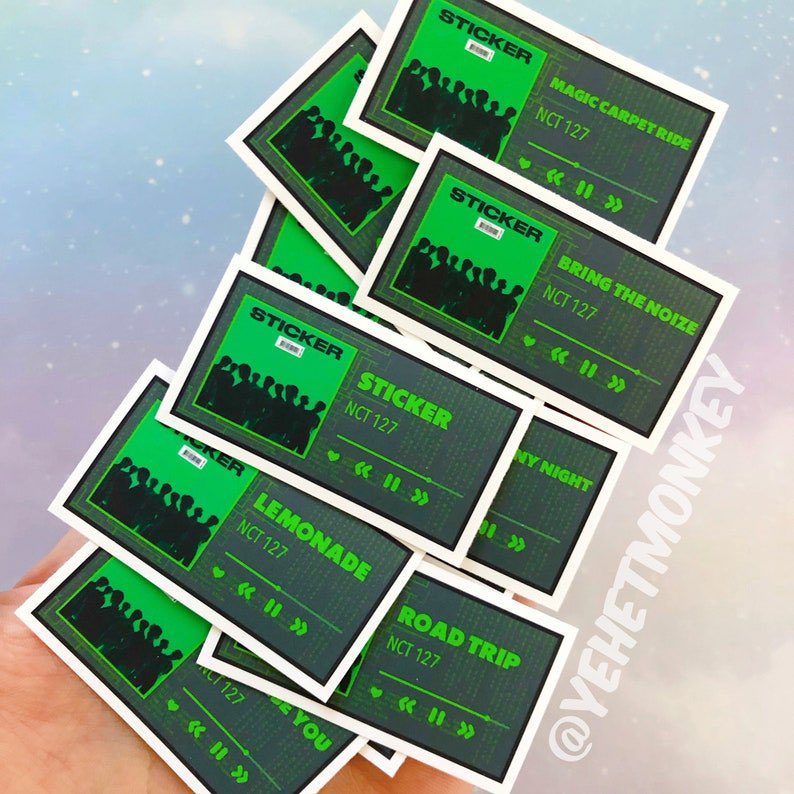 envimediaco's tweet photo. If you have the Sticker album on repeat, these stickers for every track on the album by @YehetMonkey are a great way to decorate journals, cases, or more! You can get them for less than a dollar each. https://t.co/h8Lc1qNO0b
