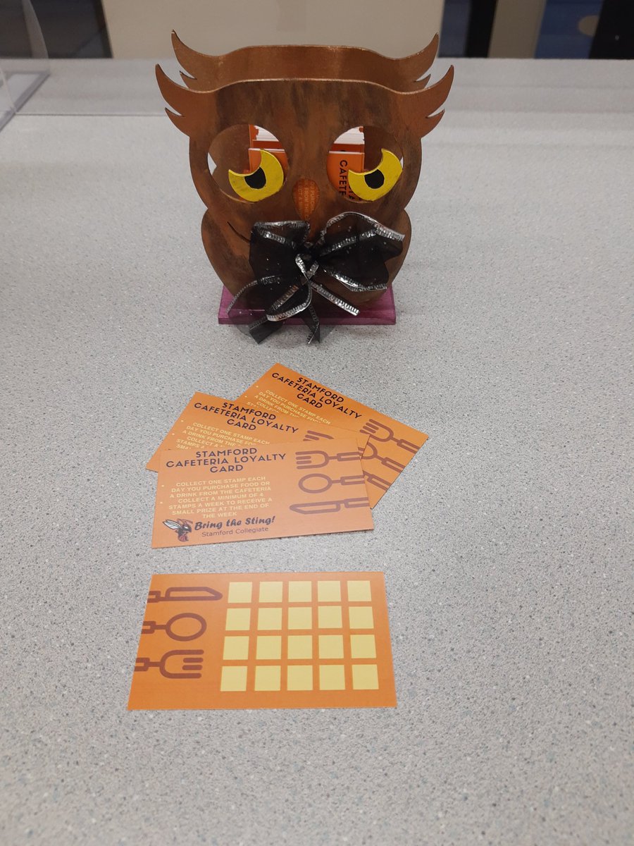 msplato1's tweet photo. Check out the new loyalty card in the @StamfordNation cafeteria on Monday. Collect one stamp each day you purchase food or a drink from the cafeteria. Collect a minimum of 4 stamps a week to receive a small prize at the end of the week. @dsbn @DSBNTech https://t.co/GDBThmZwlO