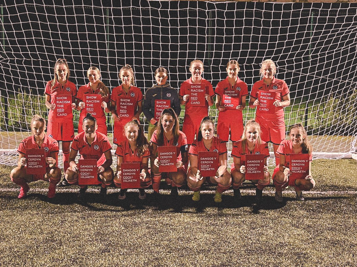 SwansWomen's tweet image. Our U19&apos;s showing racism the red card #SRtRC

@SwansOfficial @TheRedCard @theredcardwales