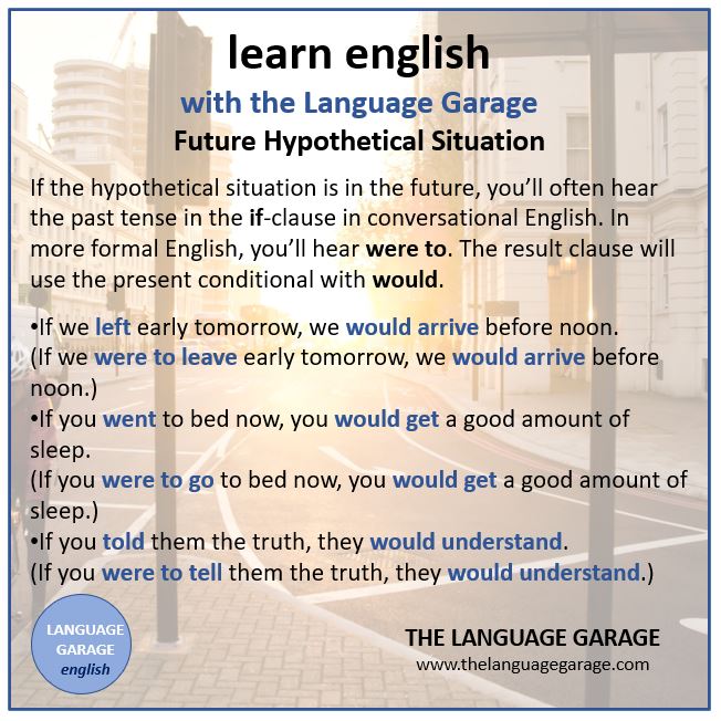 Language Garage Grammar Use A Past Tense Or Were To In A Future If Conditional Clause Esl Efl Ingles 영어 Anglijskij Anglais 英语 英語 Inglese अ ग र ज Ingles Angielski Learnenglish Onlinelearning Languages