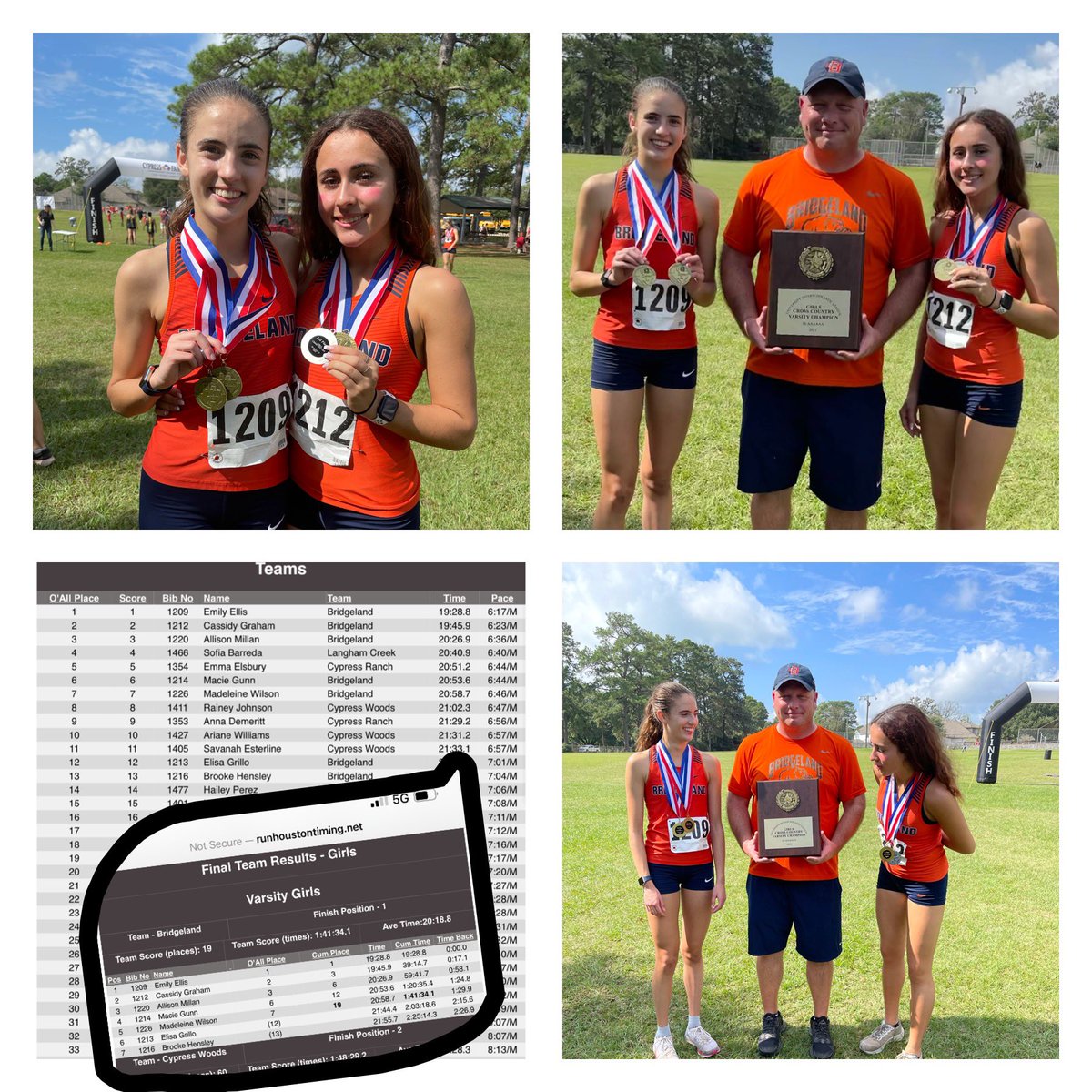 mom_graham's tweet photo. Excellent district race for these two young ladies @Cg1Graham @emilyellisBHS    Congratulations are in order to all the Bridgeland XC teams for 1st place.   These kids represented well @bridgelandtfxc @BridgelandCFISD @CyFairISD https://t.co/CPbPlVTWFo