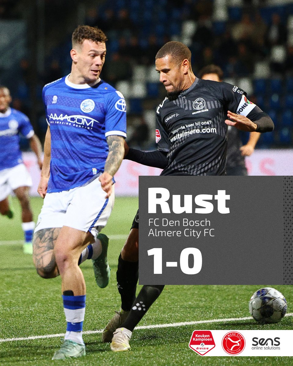 AlmereCityFC's tweet image. RUST | Almere City FC begon prima aan de wedstrijd, maar na de tegentreffer bleef het gevaar uit. City gaat dus met een achterstand de rust in. #dboalm