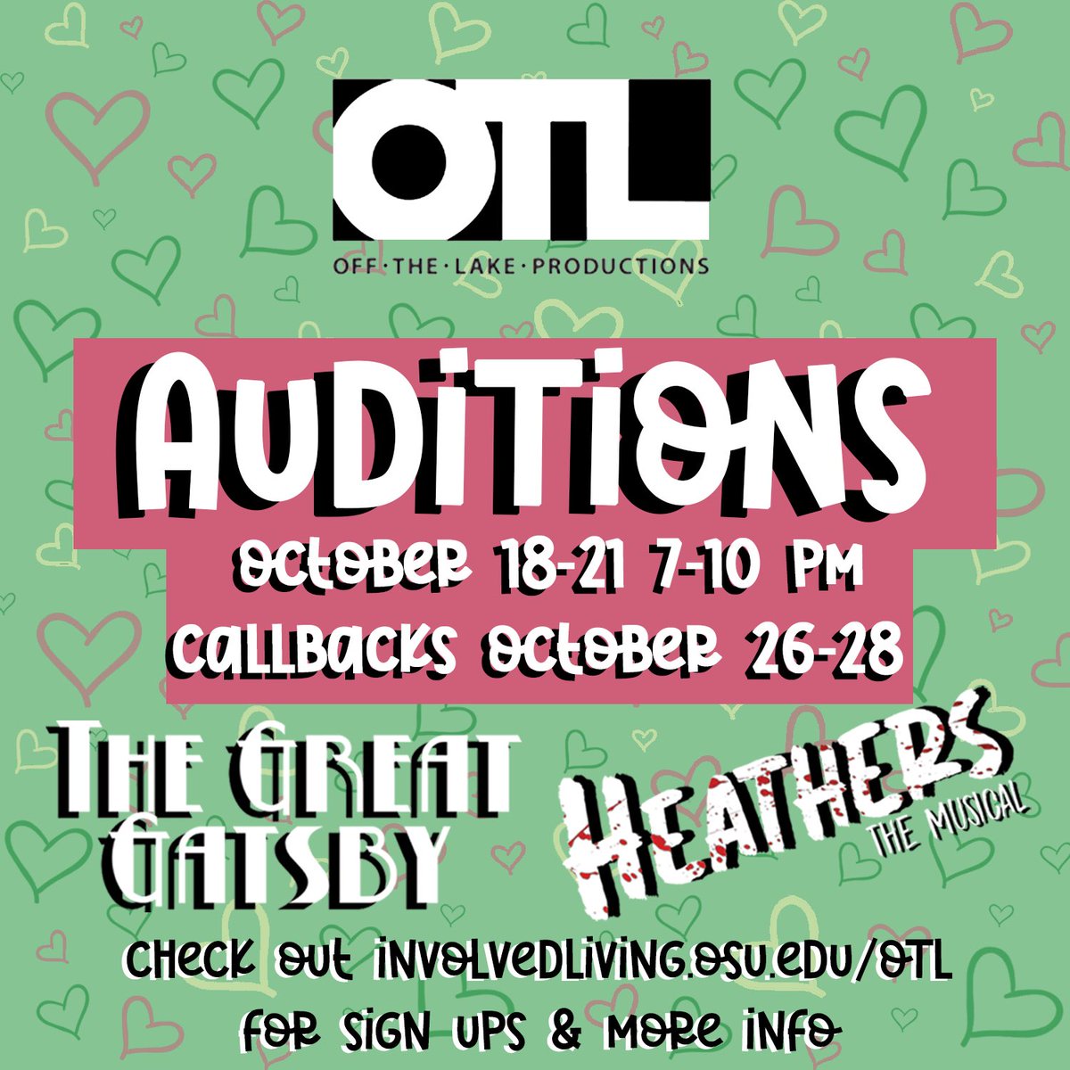 OfftheLakeOSU's tweet photo. hellOTL! Interested in joining us on or off stage? Now is your time to shine! Check out https://t.co/0MiPmV1yw2 for information on our auditions and applications for cast, crew, pit, peer theatre, and general body! https://t.co/FqivFXX46j