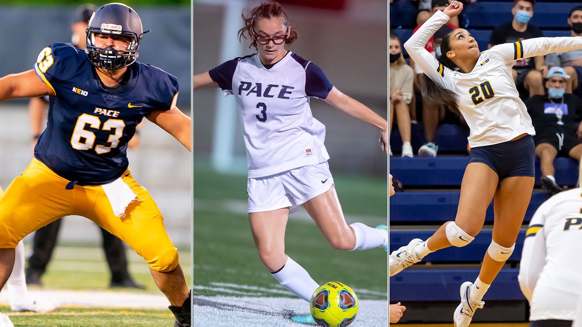 PaceUAthletics's tweet photo. 𝐒𝐀𝐓𝐔𝐑𝐃𝐀𝐘 𝐏𝐑𝐄𝐕𝐈𝐄𝐖 🏈⚽️🏐

@PaceUFootball1 celebrates Homecoming on campus against Franklin Pierce (1 PM), while @PaceSoccer_ and @PaceVolleyball hit the road!

DETAILS  >>> https://t.co/ZnP84XykhO https://t.co/b1vTTKh1ks