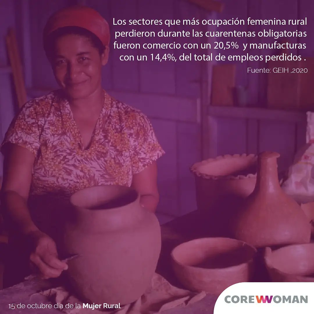 core_woman's tweet photo. En #CoreWoman conmemoramos el día internacional de la #MujerRural compartiendo algunos datos claves acerca de su situación en el mercado laboral.
➡️A través de nuestras alianzas e investigaciones seguimos trabajando por las #MujeresRuralesColombianas
#DíaDeLaMujerRural https://t.co/wtQv7zutcu