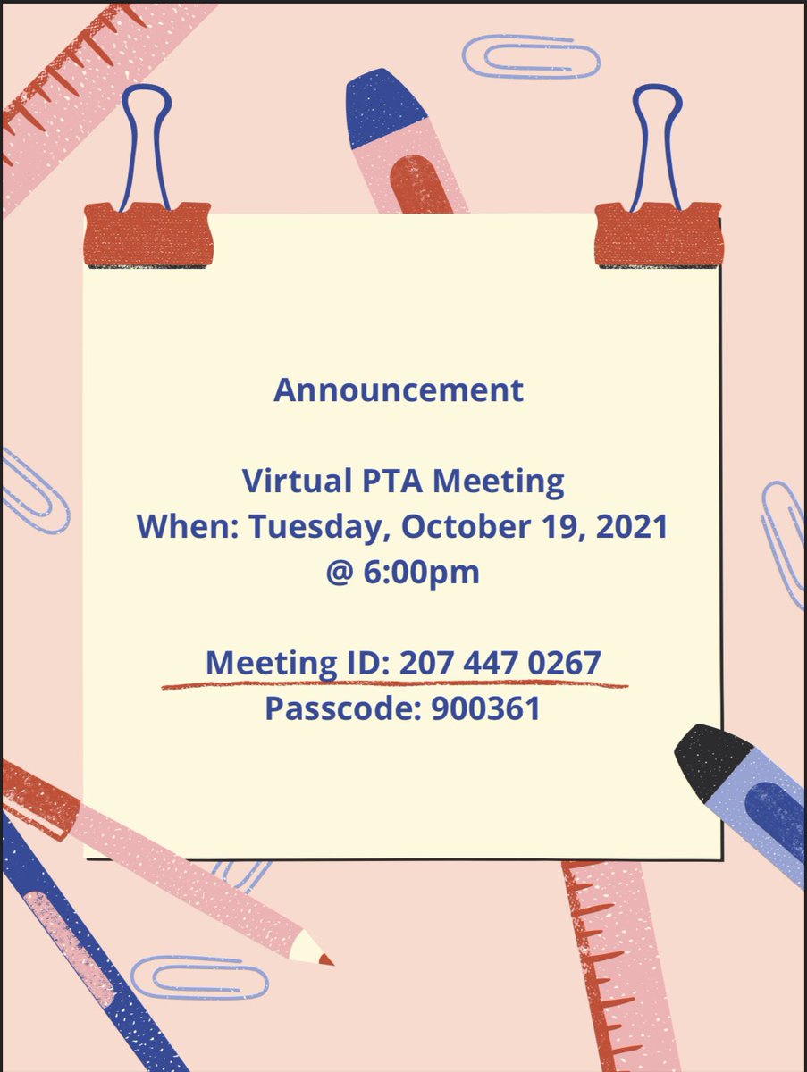 PS221PTA's tweet photo. PTA MEETING 10-19-21 https://t.co/03j0qNIeoe