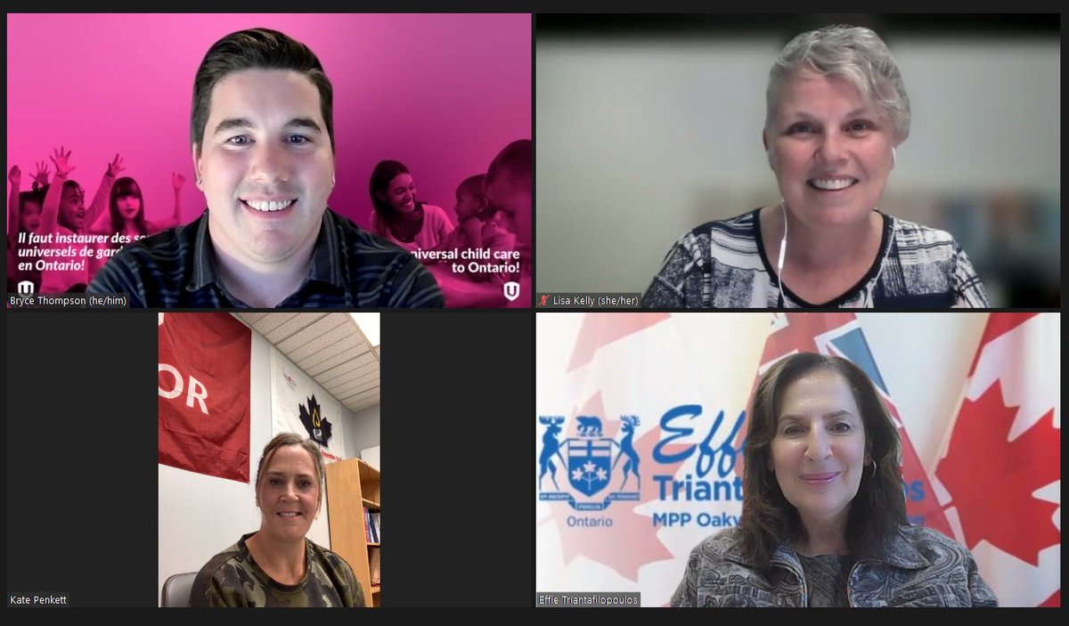 Unifor continues to put pressure on Conservative MPPs to lobby the <a href="/fordnation/">Doug Ford</a> govt. to sign on to a national child care plan in Ontario. This afternoon, we met with MPPs <a href="/RudyCuzzetto/">Rudy Cuzzetto 🇨🇦🇺🇦</a> and <a href="/Effie_ONB/">Effie Triantafilopoulos</a> to discuss why the province needs quality, affordable child care. 
#cdnchildcare