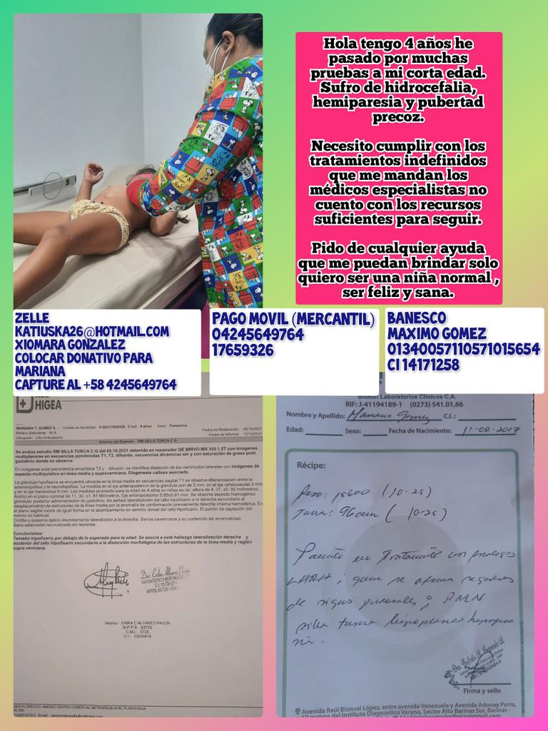 mariani87784922's tweet photo. Me estoy desarrollando ya se descarto tumor en mi cabecita pero si hay una mal formación en la linea media de mi🧠sin el tratamiento  no podria controlarse mis hormonas por favor un RT para que algún angel me la done o poder comprarla son cada 28 dias  @Dereckb @MamaLisVzla RT https://t.co/uPHbyleFTw