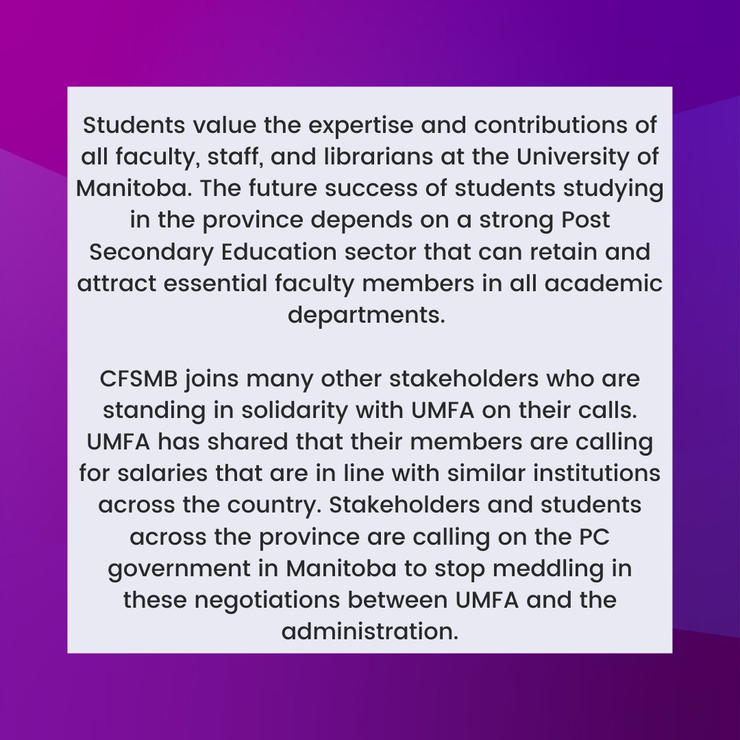 CFSMB's tweet photo. Student-Worker Solidarity 🤝  Students support free and fair bargaining between @UMFA_FAUM and @umanitoba 📢 @CFSFCEE @supportingumfa 📝@minewasko @PC_Manitoba https://t.co/cU0kYCos5q