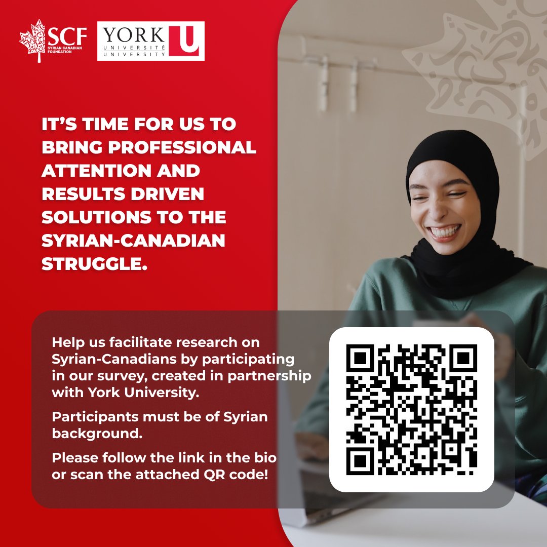 Help SCF deliver real time Syrian voices to research. It’s been a long time coming and the Syrian-Canadian struggle needs to be highlighter. Help us facilitate research on Syrian-Canadians by participating in our survey, created in partnership with York University.