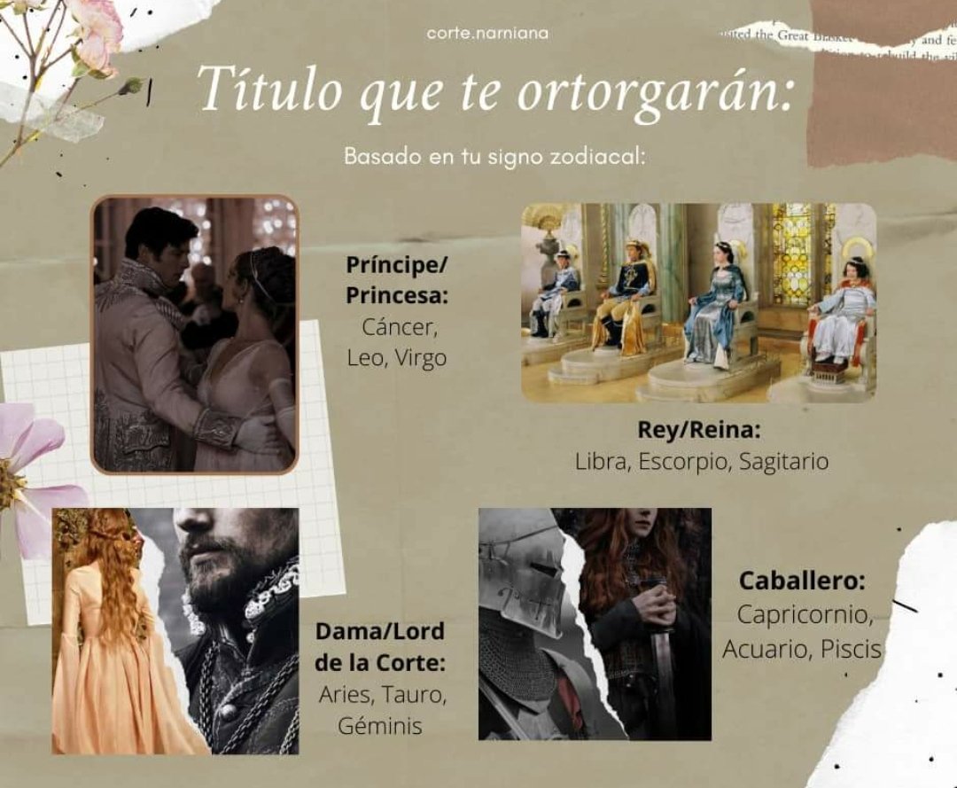 ¡Recibirás un título en tu travesía! ¿Serás una princesa o un príncipe, Reina o Rey, una Dama o un Lord de la Corte, o tal vez un caballero? Descúbrelo basado en tu signo zodiacal 💫 #NarniaDay #ForNarnia #Narnia
