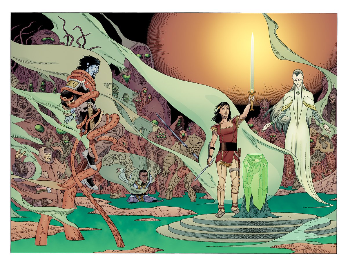 GR_comics's tweet photo. was flipping through the pages of #SWORDofAGES last night. I almost forgot what a heavy lifting piece of work that book was. 'XD

Written/drawn by yours truly, colored by @Lovern, lettered by @CloverRobbie edited by @chris_ryall, published by @IDWPublishing 

#makingcomics https://t.co/mTnq0DBlUl