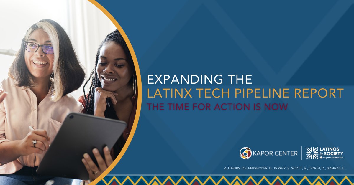 Did you know Latinx folks only make up 7% of tech occupations? The data shows little progress (1% increase in 4 years). We must diversify tech or risk new tech developments to be less aligned w/ the needs + expectations of Latinx communities. See Report: kaporcenter.org/expanding-the-…