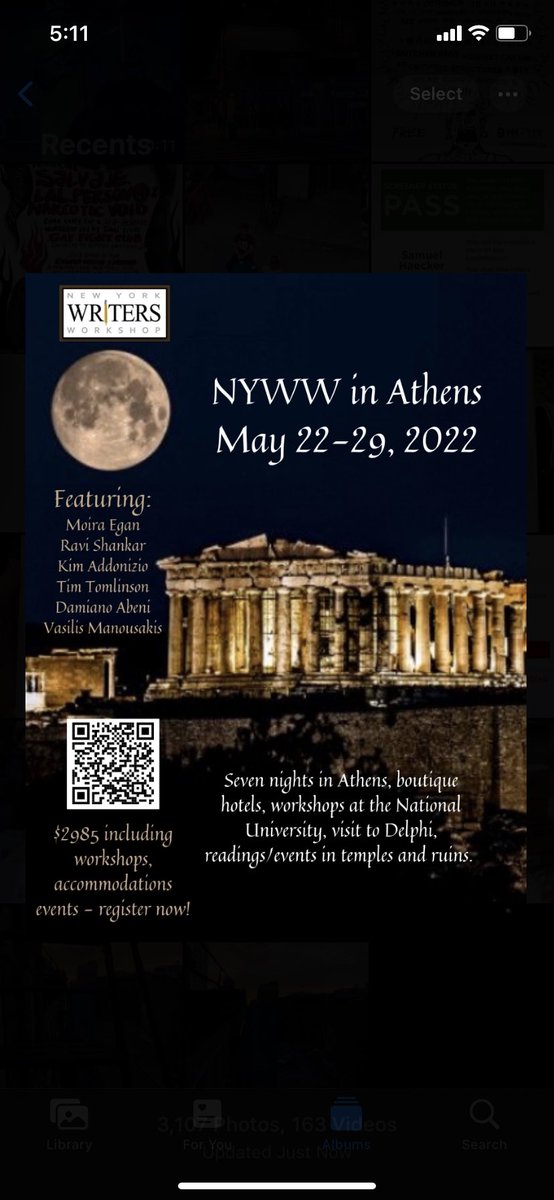 Join New York Writers Workshop next May in Athens for a week of writing workshops in Greece! Featuring <a href="/empurpler/">Ravi Shankar, PhD</a>, Moira Egan, Vasilis Manousakis, <a href="/kim_addonizio/">Kim Addonizio</a>, <a href="/ttomlinsonnyww/">Tim Tomlinson</a>, and Damiano Abeni. Register now for an early bird discount. More info at newyorkwritersworkshop.weebly.com/nyww-in-athens….
