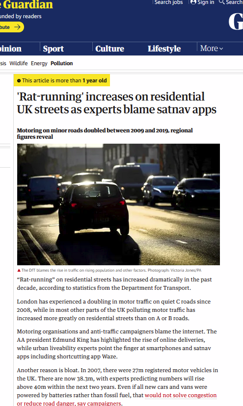SpokesLothian's tweet photo. @DKinEdi @TrafficLow @googlemaps @edinhelp @FrankRoss06 @CorstorphineCC #RatRunning
😬This is really shocking & happening in local #Neighbourhoods across UK
Evidence from #London->https://t.co/lnWJA5zOwn
🙄@Google's @Waze says "drive like a local with shortcuts”
🙋♀️Solution is #ModalFilters #LTNS
Of course, through-drivers will complain bitterly! https://t.co/6hpcaAD40G