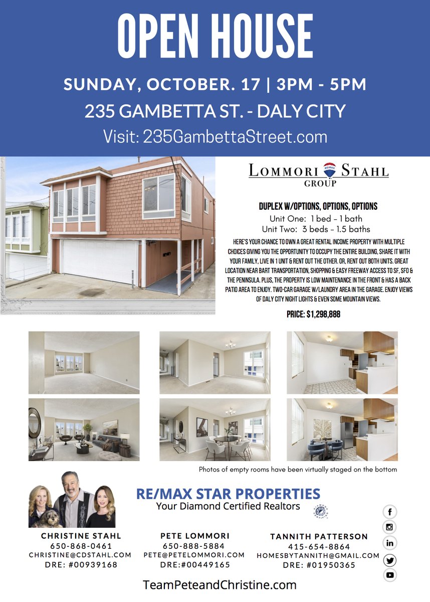 Stop by for this #openhouse; great income potential. Visit: 235gambettastreet.com        #duplexforsale #duplex #dalycity #incomepotential #income #incomeopportunity #investing