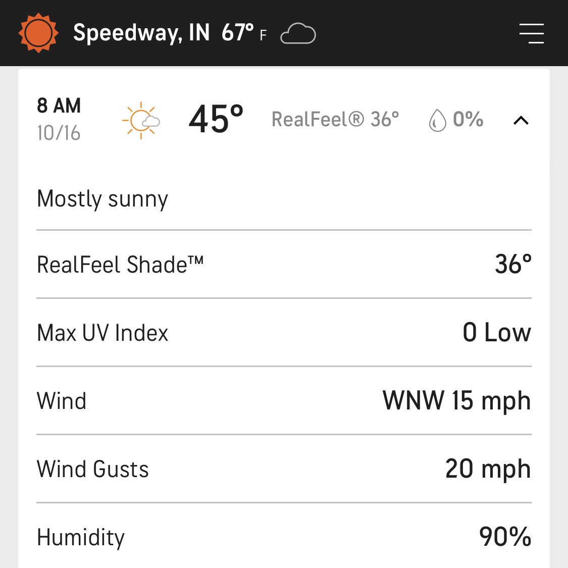 SpeedwayRunClub's tweet photo. We’re back at it tomorrow morning at 8 for our #SparkSaturday at @sparkcoffeeIN.⚡️☕️ 

Join us and get your #WeekendWorkout miles in early. 🏃🏻‍♀️ 🏃‍♂️ 🏃🏼 

Here’s your @Speedway_IN forecast. 🔽 https://t.co/GKgMtxETKJ
