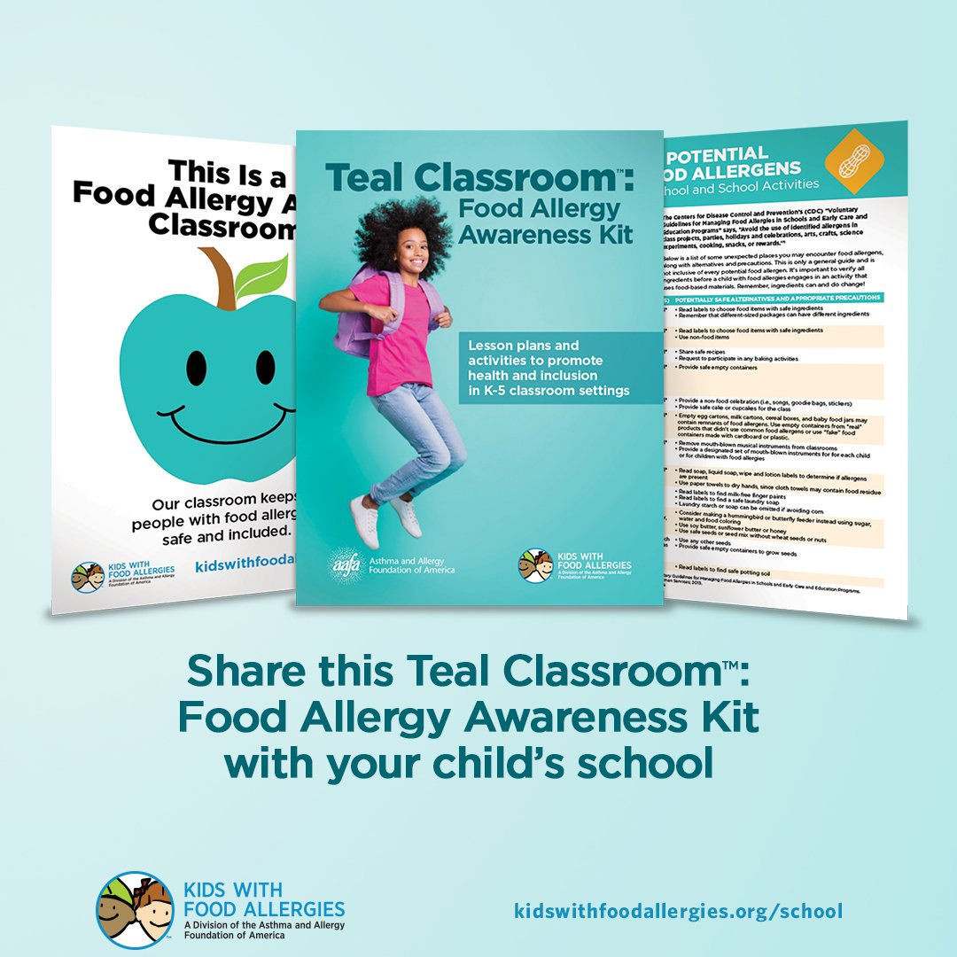 Our Teal Classroom™ Kit is a free resource to help #teachers, #SchoolNurses, and all #educators raise food allergy awareness in schools.  Download your free copy: kidswithfoodallergies.org/tealclassroom