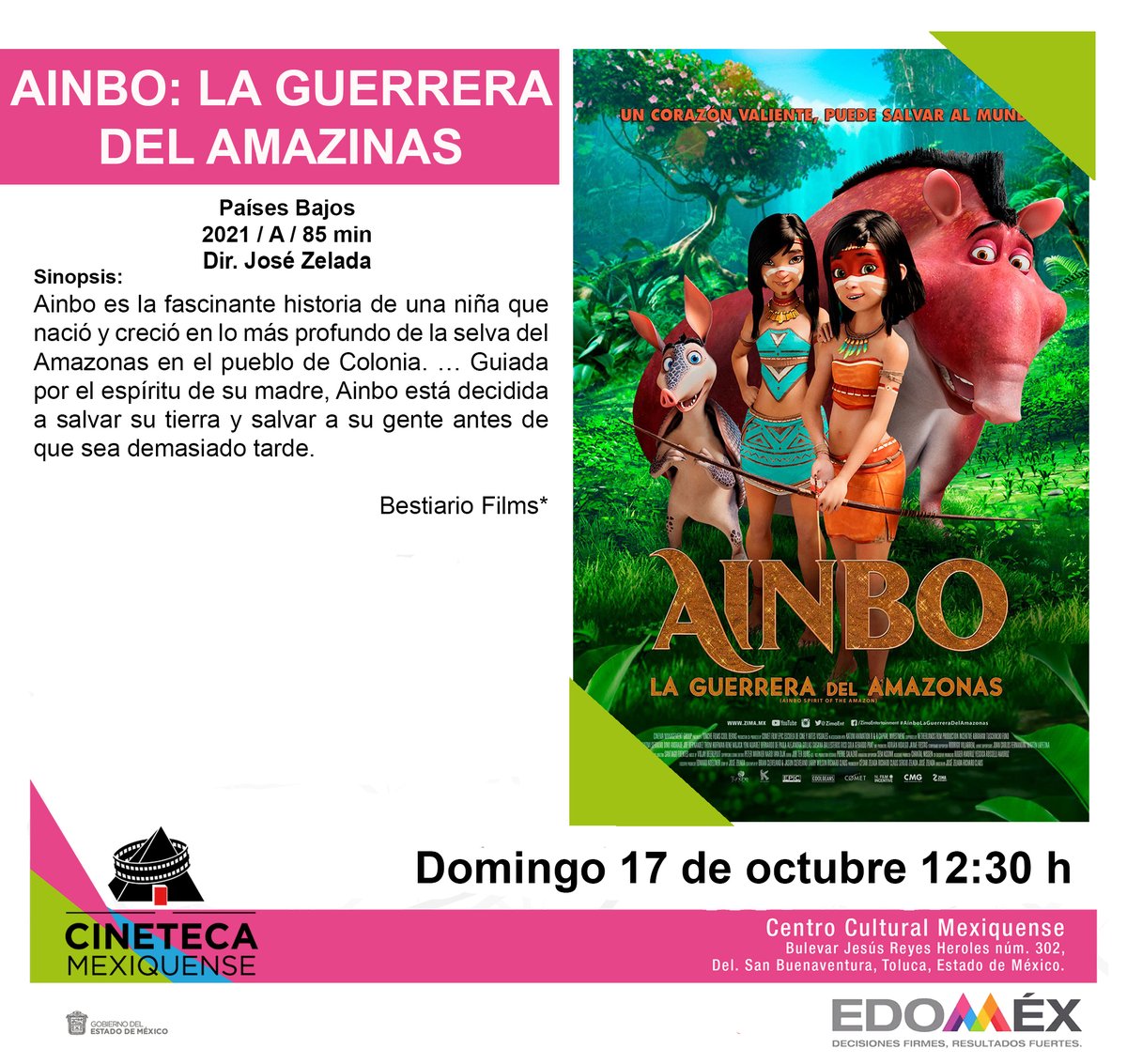 CinetecaEdomex's tweet photo. Hoy domingo en la #CinetecaMexiquense :
🎞️ AINBO: La guerrera del Amazonas #Matiné | 12:30 h
🎞️Los amores de una rubia #40Foro | 15:15 h
🎞️Clausura y premiación del Festival de Cine @MiradasLocales 2021 | 18:00 h
¡Te esperamos! https://t.co/aD9nfhsgJF