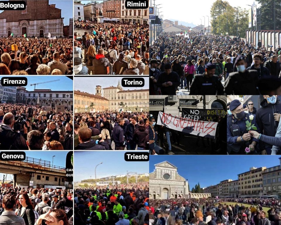 Lukewearechange's tweet photo. Massive protests all over Italy today, protesting their new domestic passport system which makes citizen's get permission from the government to have the right to work in both the private and public sector! https://t.co/F3dYfm1mGd