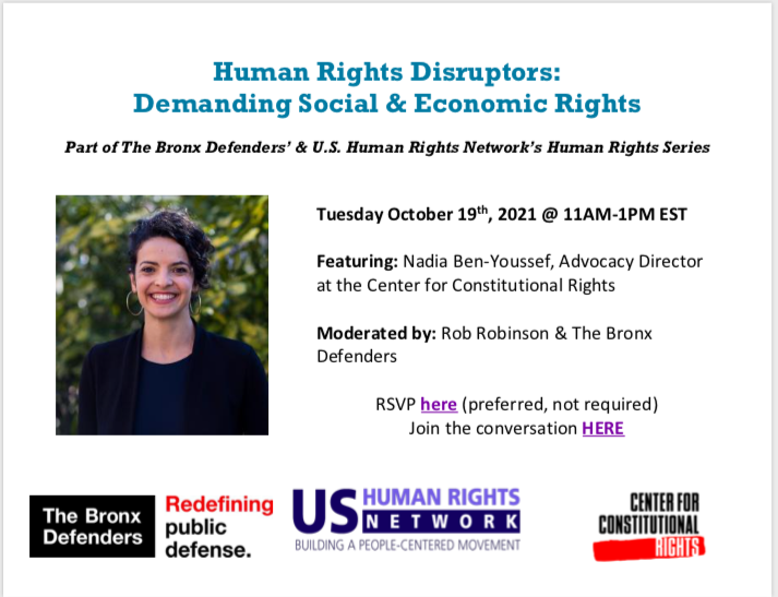 USHRN's tweet image. Excited to cosponsor this pathbreaking human rights series! Don't miss Tues. 10/19 with CCR's Nadia Ben-Youssef, Rob Robinson &amp;amp; The Bronx Defenders!