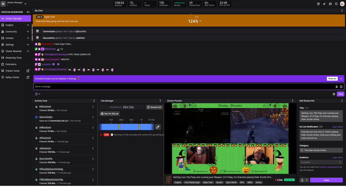 gaming_grannies's tweet image. When you get your first Hype Train on Twitch, you don't expect...

Special thanks goes out to @offbeatwebuk , @Its_Me_Mayhem , @QueenSadria , @lauraslogos , @carrieishome1 , @remingtongirl87  and Gynormus.

Simply put, The Best Stream EVER!!!!!

Thank you guys.

#twitchstreaming