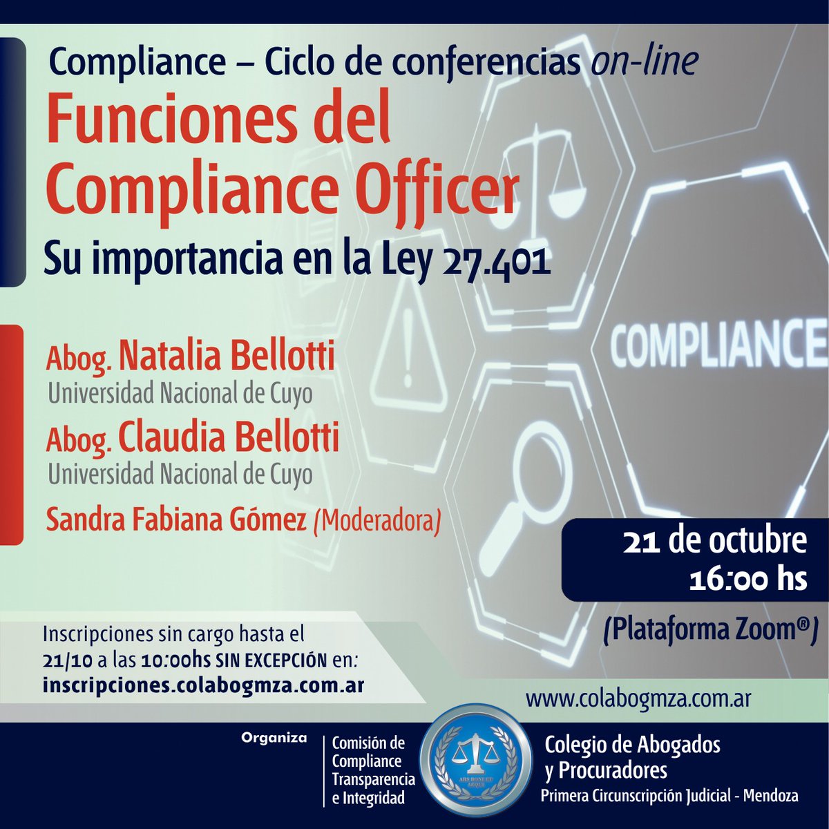 mellisbellotti's tweet photo. Algo que nos preguntan a menudo.. ¿Que hace un CO en una organización? Estaremos charlando un poco acerca de sus funciones, en el ciclo de conferencias on-line del colegio de abogados. Los esperamos.. @colabogmza #compliance https://t.co/J6rUfr2crV