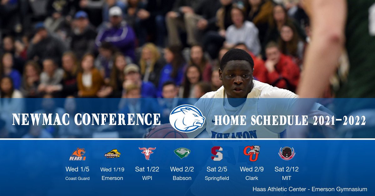 2021-2022 Home Schedule is out! 
Non-Conference vs. Conference:

View our full schedule here: wheatoncollegelyons.com/sports/mbkb/20…