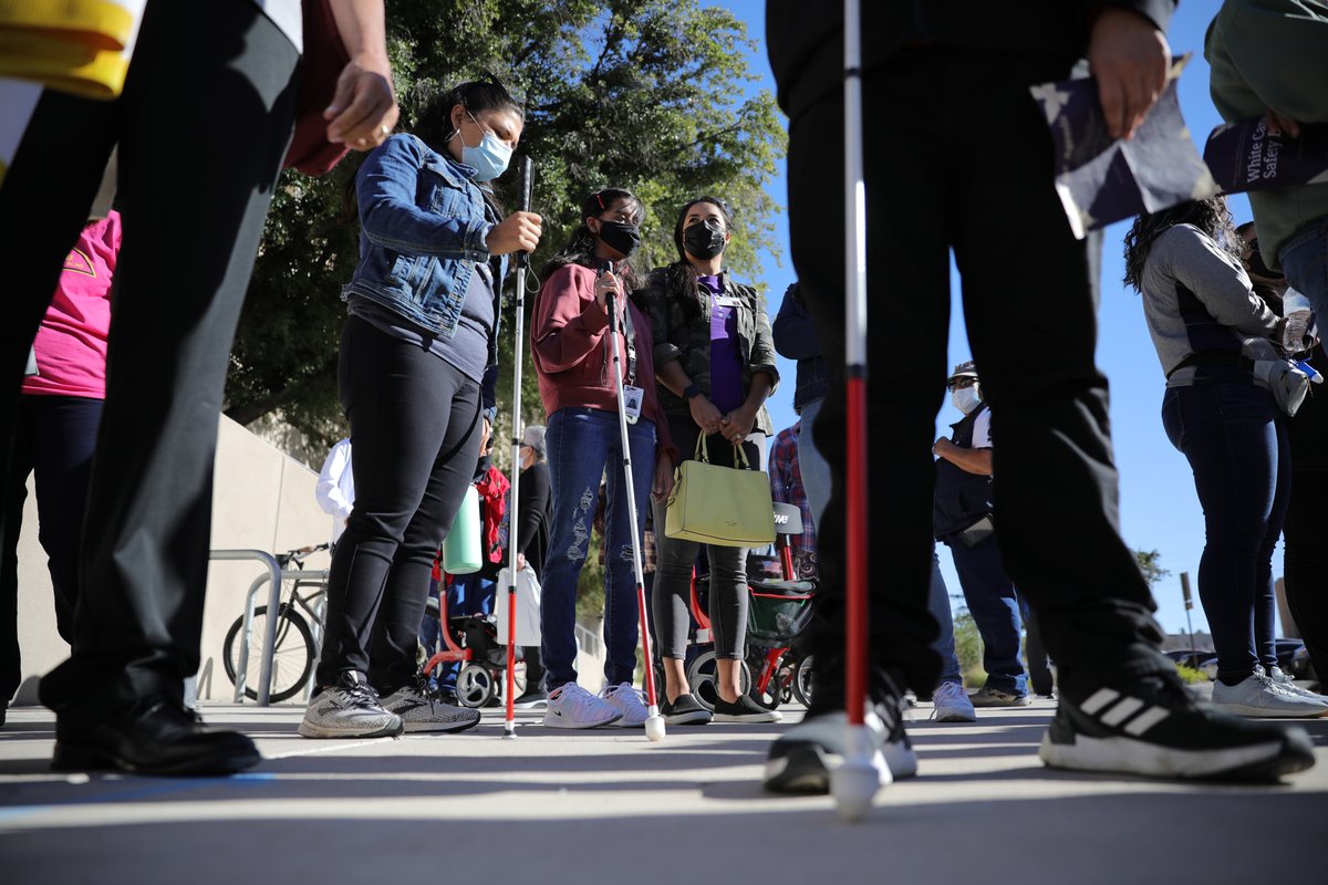 UTEP and the El Paso Council of the Blind celebrated White Cane Safety Day with a march around Centennial Plaza on campus Oct. 15. White Cane Safety Day is a national day of observance that recognizes people who are visually impaired and brings awareness of their capabilities.